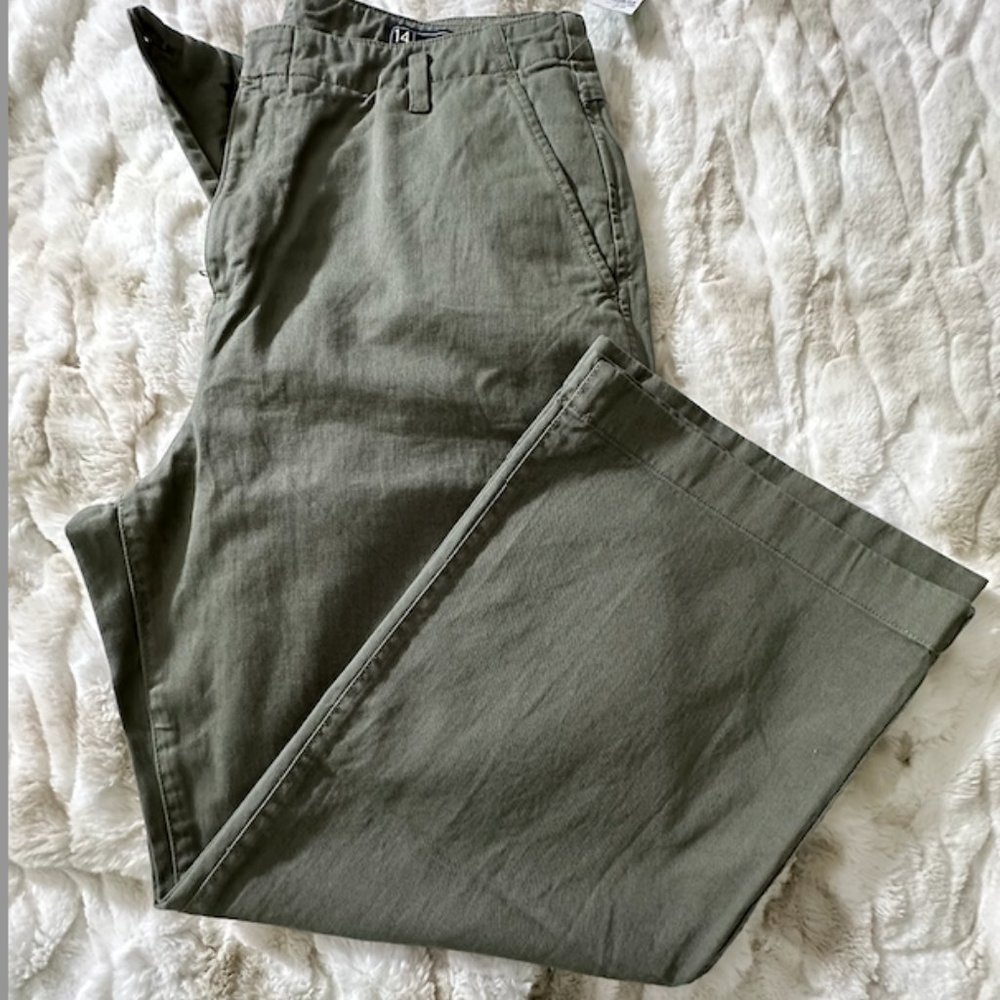 Gap Loose Khakis Army Green Wide Leg Size 14P NWT